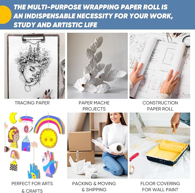 Drawing Paper Roll for Art Supplies, 17.6"x1200" Easel Craft Decorative Paper - Image 4