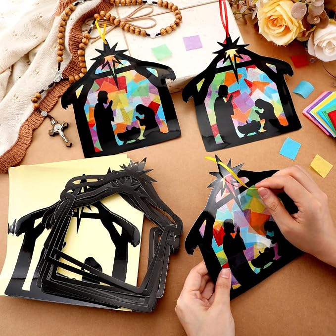 Eersida 32 Sets Christmas Nativity Ornaments Crafts Kits Bulk DIY Christian - Image 2