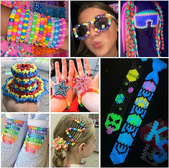 Gionlion 6000+ PCS Pony Beads 30 Assorted Colors Includes Glow in the Dark Bead - Image 4