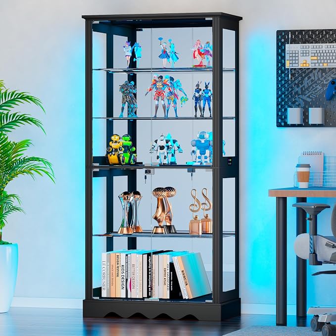 Dystler Display Cabinet with Glass Doors, RGB Lights - Image 7