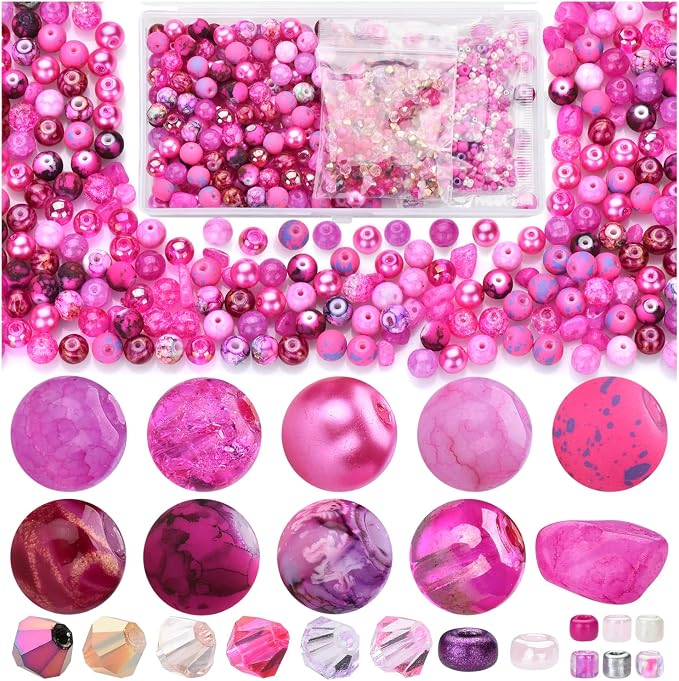 Rired 27 8mm Round Glass Beads Kit, Craft Beads by RIRED27