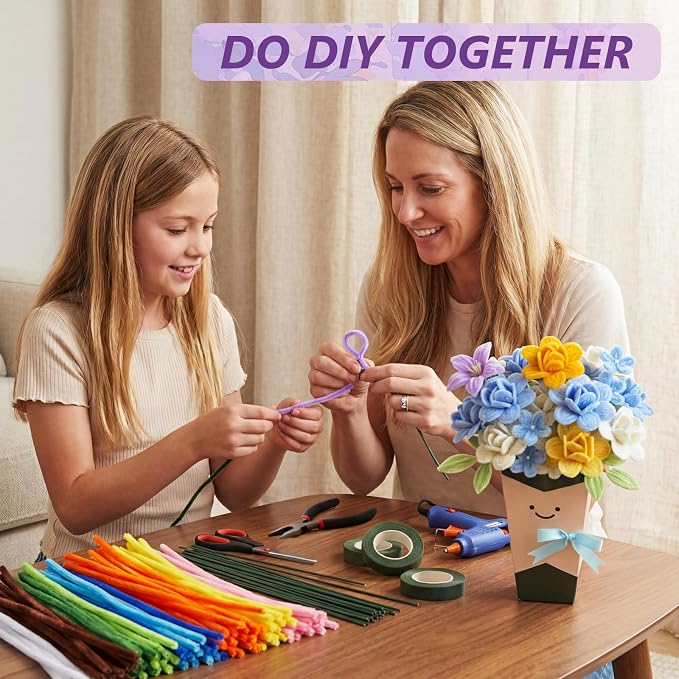 2000 PCS Pipe Cleaner Flower Kit, 30 Assorted Colors Pipe Cleaners Craft - Image 6