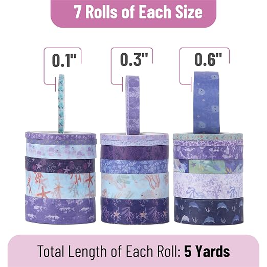 Mr. Pen- Washi Tape Set, 21 Rolls, 5 Yards/Roll | Washi Tape - Image 4