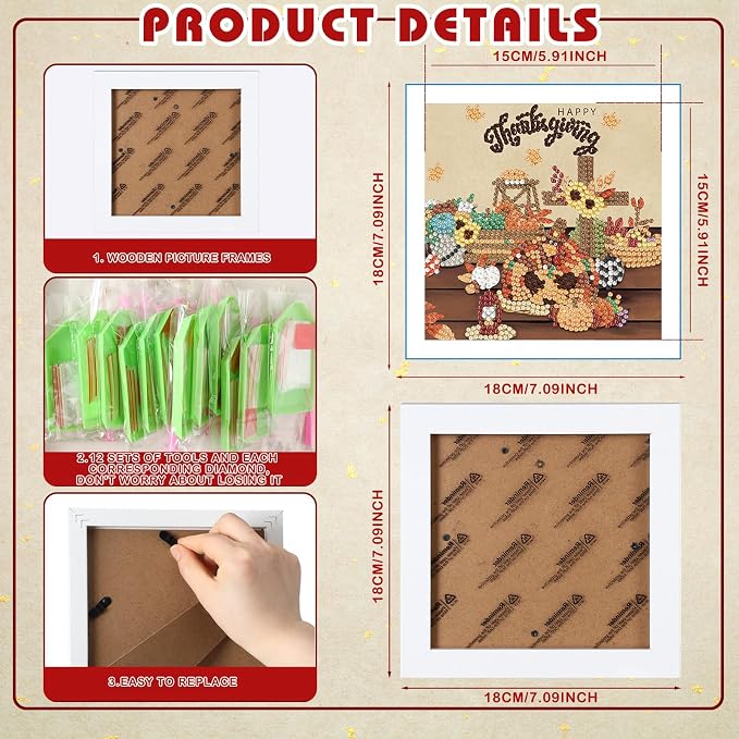 Trandraft 13 Pcs Summer Interchangeable Seasonal Diamond Art Kits - Image 3