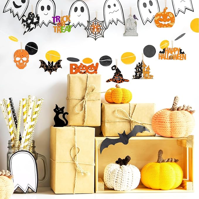 80PCS Wooden Halloween Ornaments to Paint Fall Decorations, 10 Styles DIY Blank - Image 3