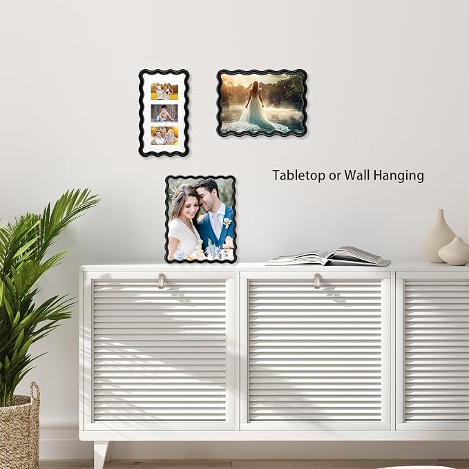 3-2x3‘’ Black Heavy-Duty Zinc Alloy Picture Frames, Unique Wave Design Black - Image 5