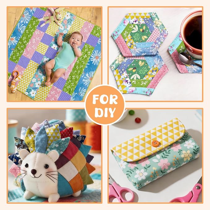Aubliss 50pcs 100% Cotton Fabric Bundle 10" x 10" PreCut Fat Squares Sheets - Image 4