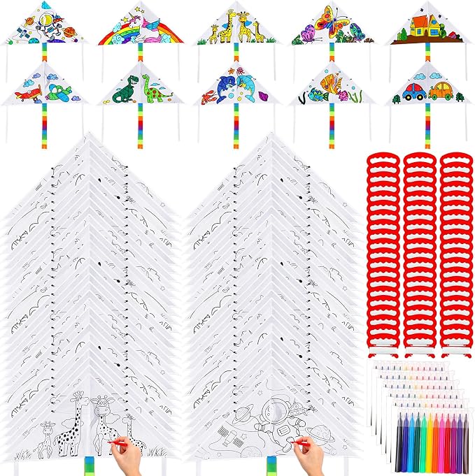 Libima 60 Pack Large Kites for Kids and Adults Bulk 39.4 Inch DIY Making Kit by Libima