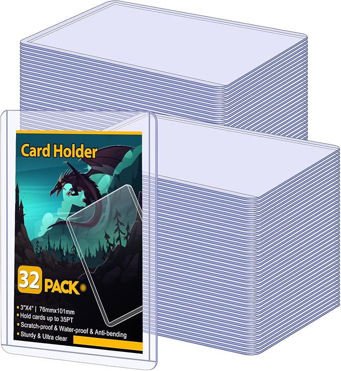 32 Count Card Sleeves Hard Plastic, Sooez 35PT Card Holder, Rigid Card Case by Sooez