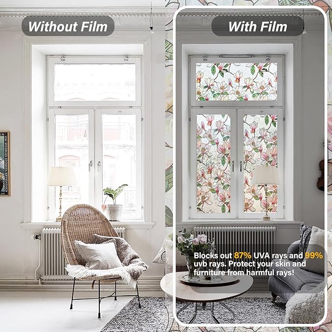 Ranzdn Window Privacy Film, Stained Glass, Static Cling, 35.4" x 157.4" | No - Image 2