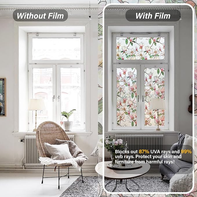 Ranzdn Window Privacy Film, Stained Glass, Static Cling, 45.2" x 157.4" | No - Image 2