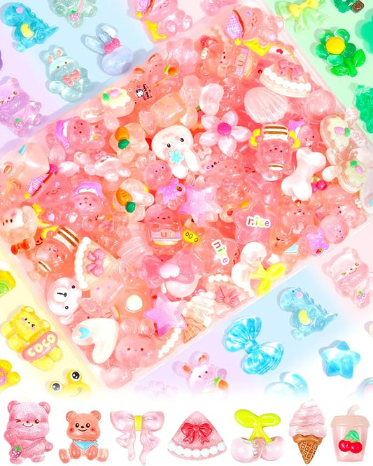 FIVEIZERO 100PCS Cute Slime Charms, Kawaii Flatback Resin Charms | 50+ Unique by FIVEIZERO