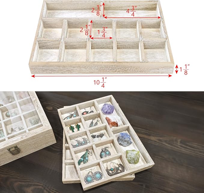 MOOCA Tempered Glass Jewelry Box Organizer, Two-Layer Jewelry Display Case - Image 3