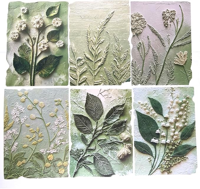 20 Sheets Vintage Green Plants Flower Scrapbook Paper 3 Sheets Embossed - Image 5