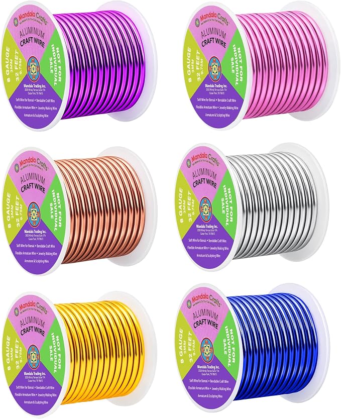 Mandala Crafts 8 GA Gold Blue Purple Assorted Anodized Aluminum Craft Wire | by MandalaCrafts