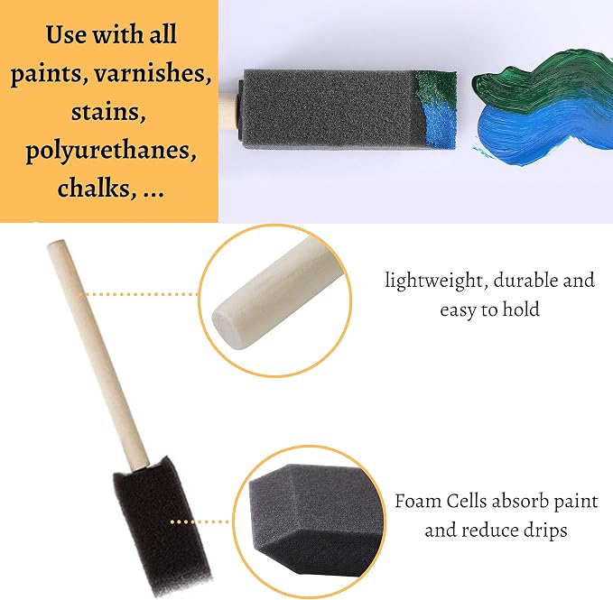 Bates- Foam Paint Brushes, 1 Inch, 300 Pack, Foam Brushes - Image 4