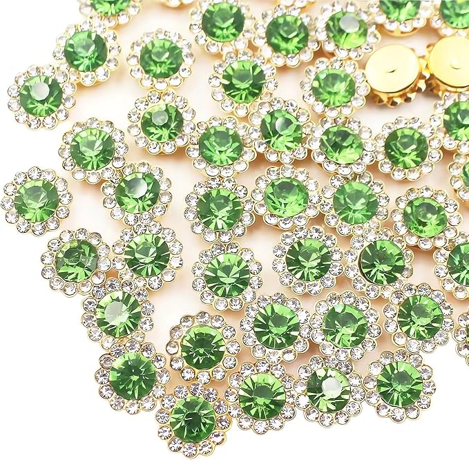 12mm 150pcs Light Green Sew on Rhinestones, Crystals Glass Gems by Unknown
