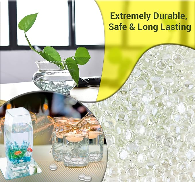 ARSUK Flat Glass Marbles, Fish Tank Rocks, Table Scatter, Glass Pebbles - Image 7