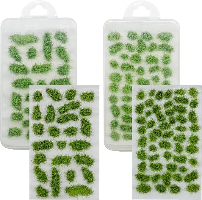 Woohome 78 PCS Static Grass Tuft 2 Size Model Grass Tufts Green Miniature Grass by Woohome