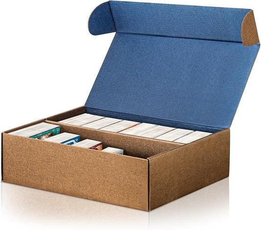 Trading Card Storage Box, Reversible Blue Gold Card Organizer by QUEENLINK