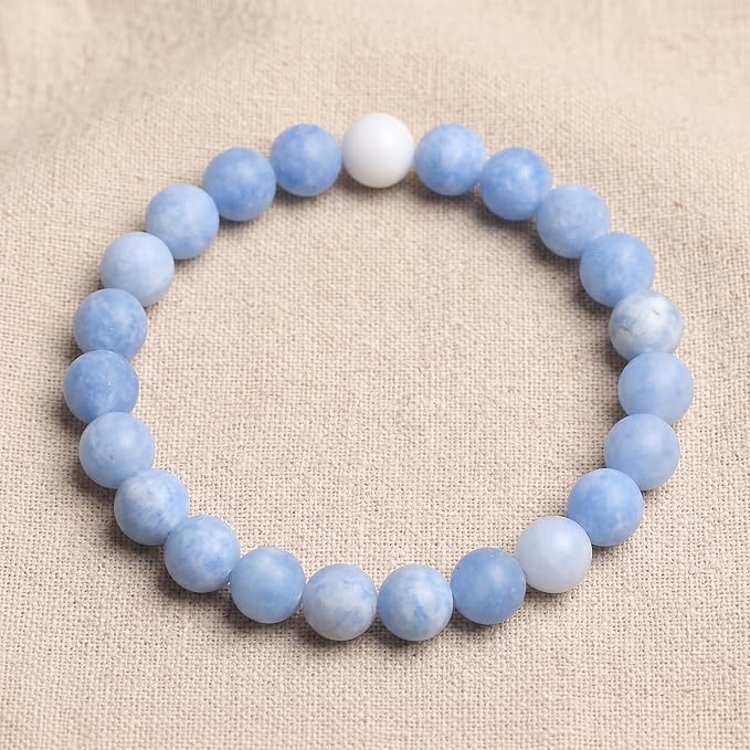 36pcs Natural Matte Light Blue Gemstone Beads，10mm Frosted Round Loose Stone - Image 4