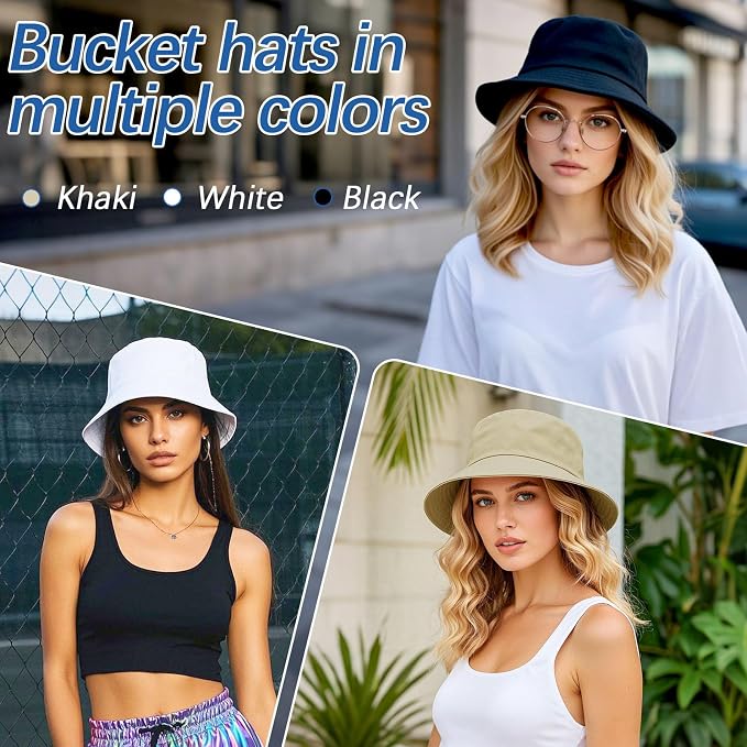 Bucket Hats Bulk Solid Color DIY Blank Hat Bucket Hats - Image 2