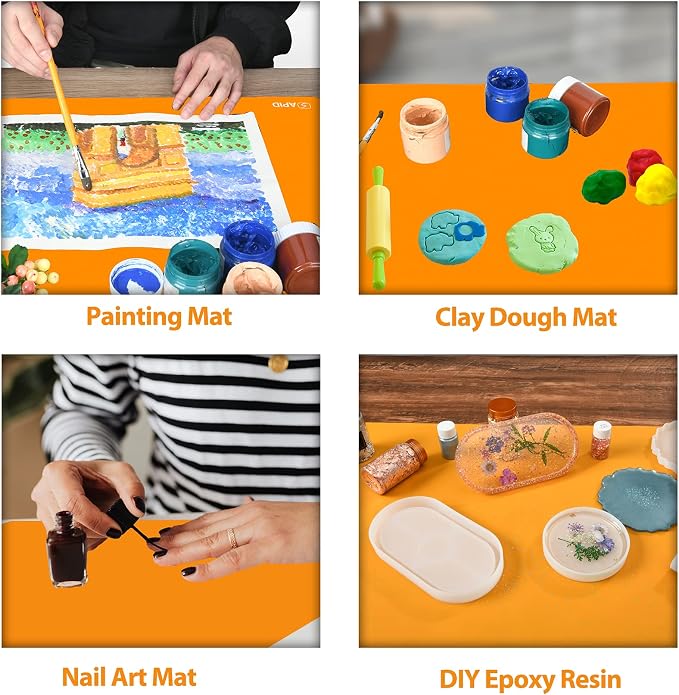 Sapid 2Pcs Thick Silicone Mat for Crafts, Nonstick Silicon Sheet for Epoxy Resin - Image 6