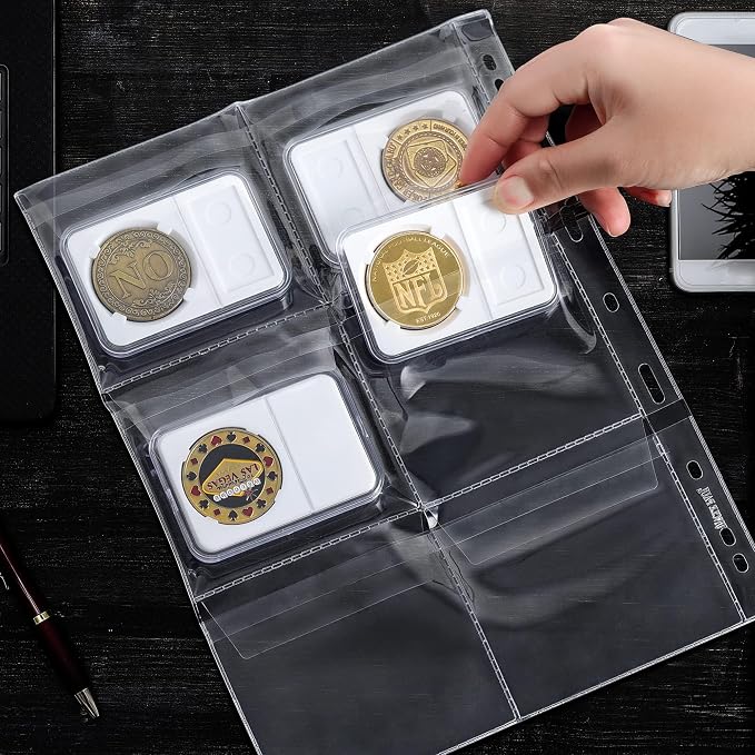 Coin Collecting Pages 5 Sheets 6 Pockets Standard 9Hole Coin Pocket Inserts - Image 4