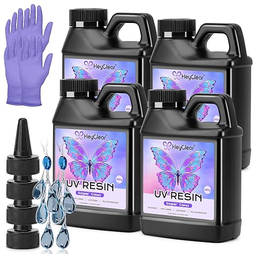 HeyClear 2000g UV Resin Bulk -Super Clear, Premixed UV Epoxy Fast Curing by HeyClearResin