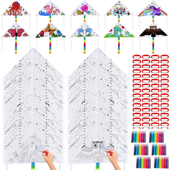 Libima 30 Pack Large Kites for Kids and Adults Bulk 39.4 Inch DIY Making Kit by Libima