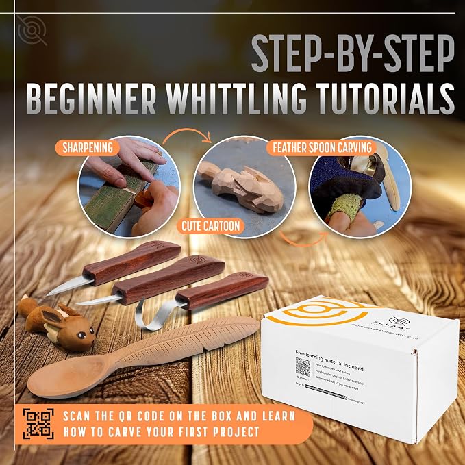 Beginner-Friendly Wood Carving Kit, Spoon Carving Knife, Basswood Blocks - Image 2
