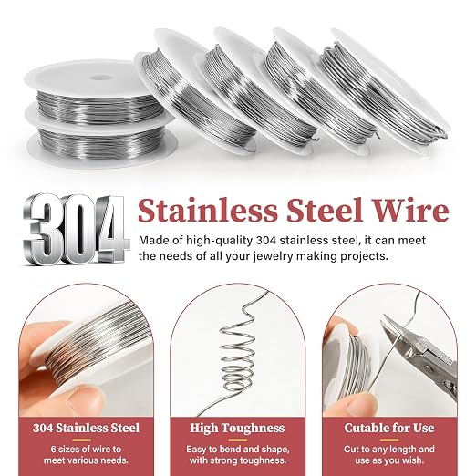 Jewelry Making Wire Set, 304 Stainless Steel Beading Wire 18/20/22/24/26/28 - Image 3