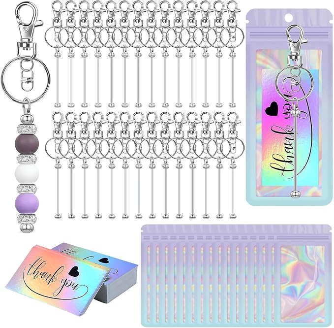 42/84/126 Pcs Beadable Keychain Bars Bulk Blank DIY Beaded Keychain Making by Unknown