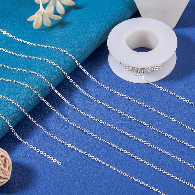 Pandahall 925 Sterling Silver Plated Necklace Chains 16.4 Feet Soldered Cable - Image 5
