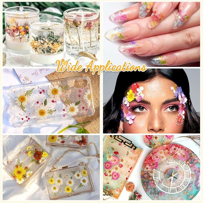 124 Pcs Dried Pressed Flowers for Resin Crafts, Real Pressed Wildflowers - Image 3