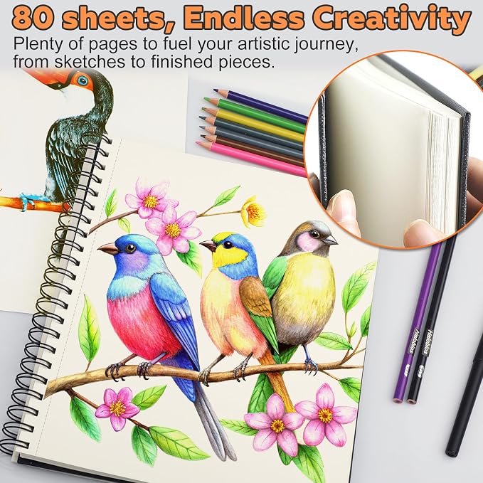 2PACK 5.5x8.5 and 1Pack 9 x 11 inches Hardcover Sketch Book，3 Pack - Image 8
