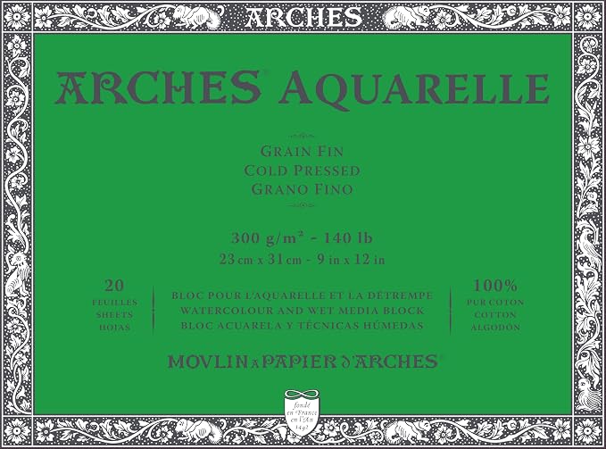 Arches Watercolor Paper Block 140 lb. Cold Press 9x12" by ARCHES