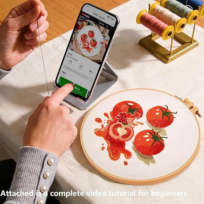 Tomato Embroidery Kits for Beginners Adults, Hand Embroidery Starter Kit - Image 3