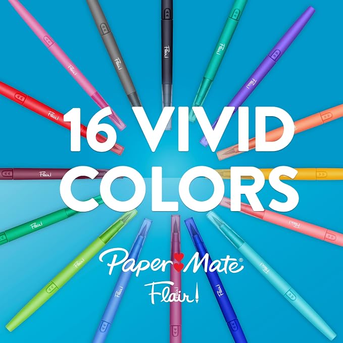 Paper Mate Flair DUAL Felt Tip Pens, Brush and Medium Tips, Note-Taking - Image 7