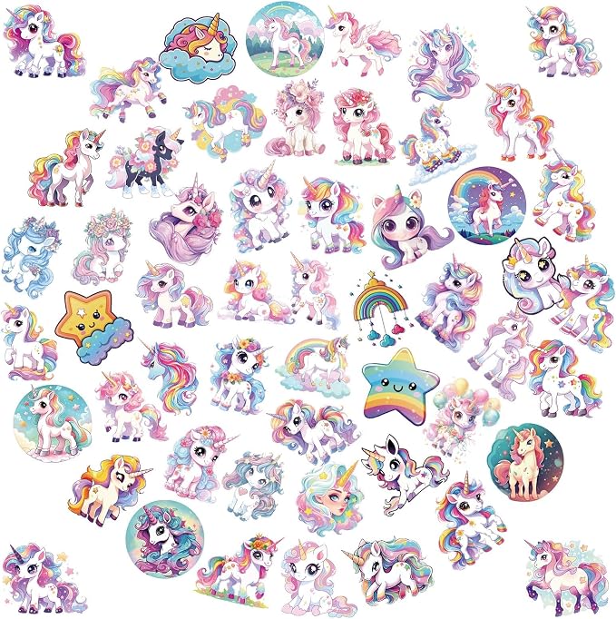 50 Pcs Clear PET Unicorn Aesthetic Stickers by Unknown