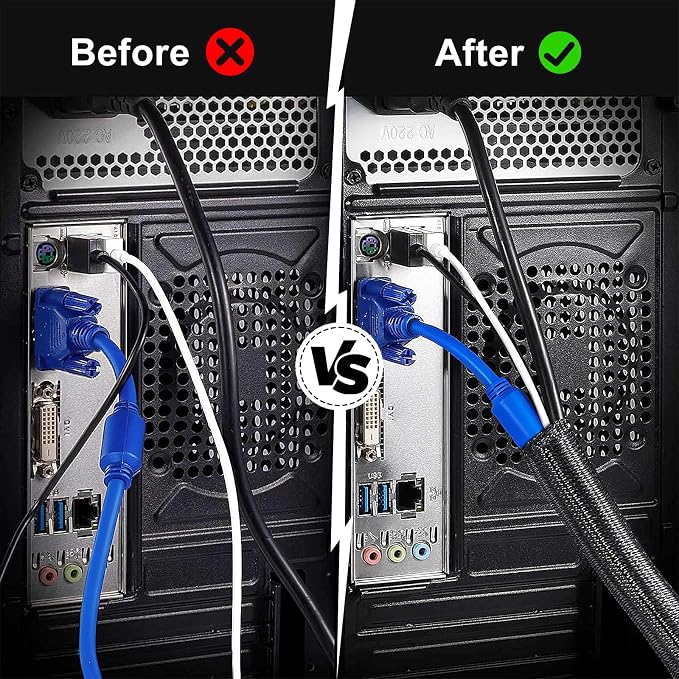 1-1/4” Cable Management Loom Wrap Sleeve Cord Wire Hider Organizer Covers | - Image 4