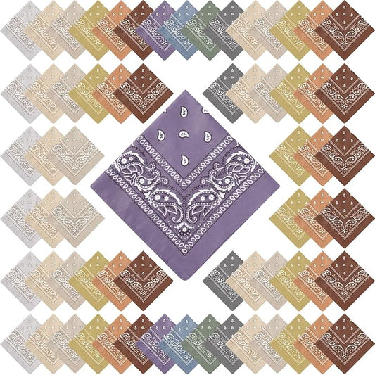 100 Pack Bandanas Unisex Paisley Bandanas Bulk Multi Purpose Cowboy Head Wrap by Handepo