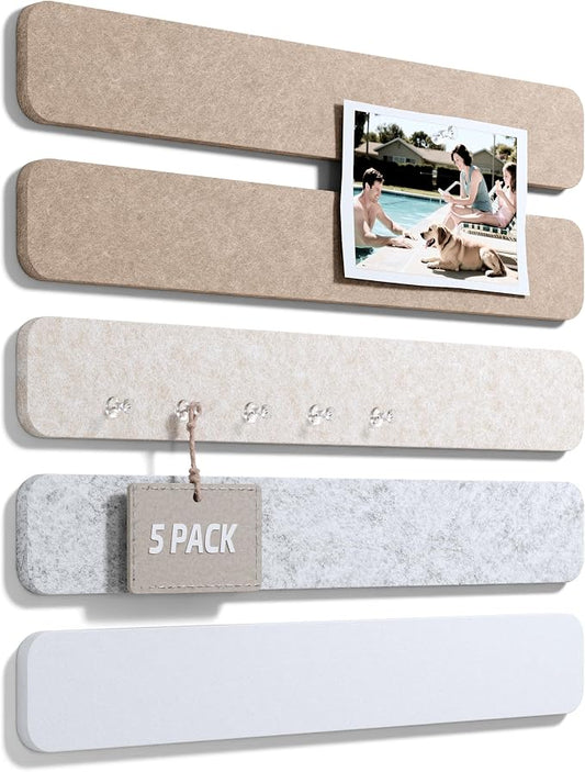 Fluxynara Cork Board Alternative Felt Strip Board 5-Pack 13"x2", Office Pin by FLUXYNARA