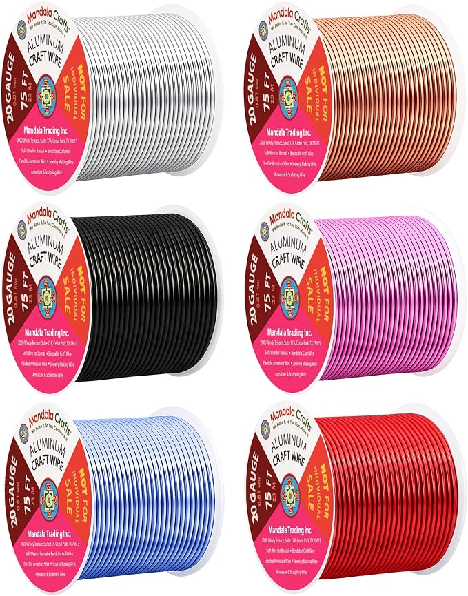 Mandala Crafts 20 GA Red Copper Black Assorted Anodized Aluminum Craft Wire | by MandalaCrafts