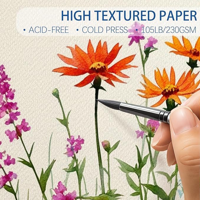 Threvortax 100 PCS Watercolor Paper 8.5x11 Inch 105LB/230GSM Cold Press Water - Image 4