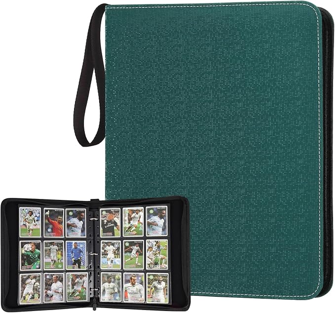 GERMUN 3 Ring 9 Pocket Zipper Card Binder, 720 Double Sided Standard PU Trading by GERMUN