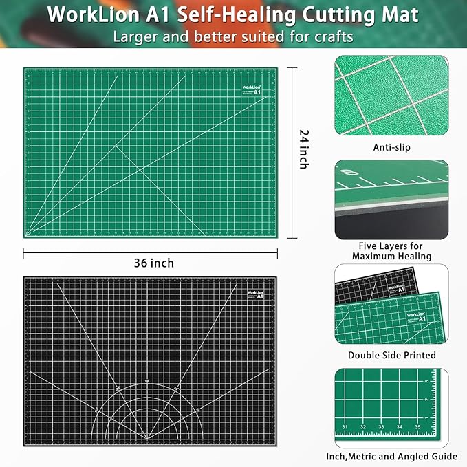 WORKLION Self Healing Cutting Mat: 24 x 36 inch Large Double Sided 5-Layer - Image 5