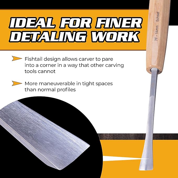 High-Quality Wood Carving Tools Set of 4 Fishtail Chisels and Gouges, Razor - Image 3