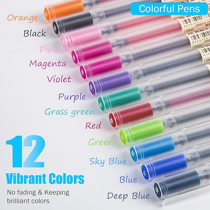 BEIWO Premium Gel Ink Ball Point Pen, Fine Point Color Pens, Smooth Writing Gel - Image 4