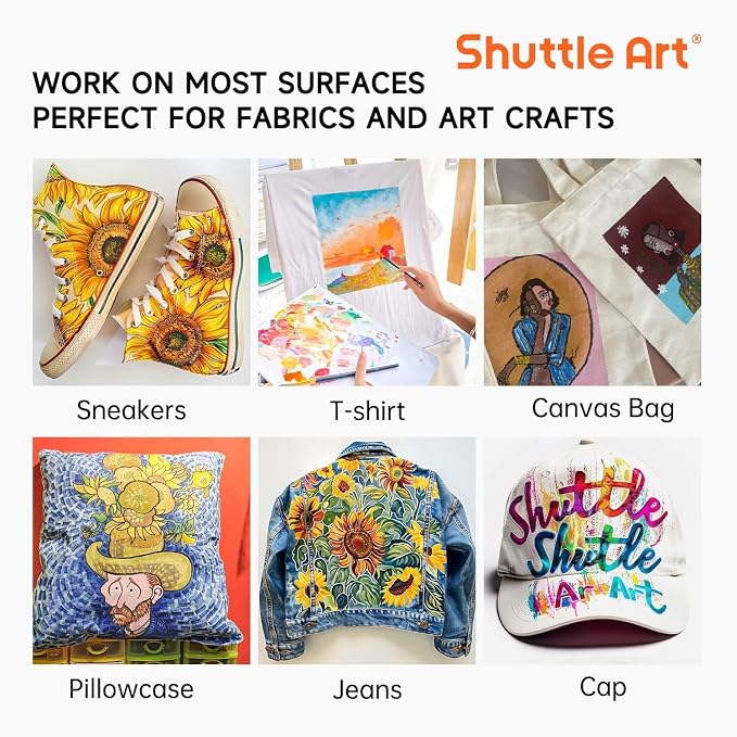 Shuttle Art Fabric Paint 24 Colors Permanent Soft Fabric Paint in Bottles - Image 8